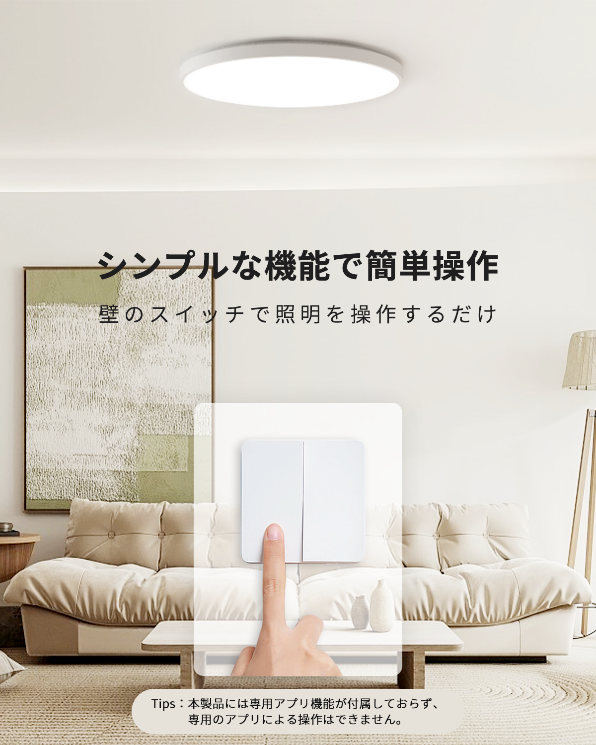 Coizabera LED シーリングライト6 畳30W2800lm日光色薄型天井照明器具スタイリッシュled 灯電灯蛍光灯スイッチ操作Ceiling Light6 畳寝室 / ベランダ / リビング / キッチン / 玄関適用 (リモコン無し)