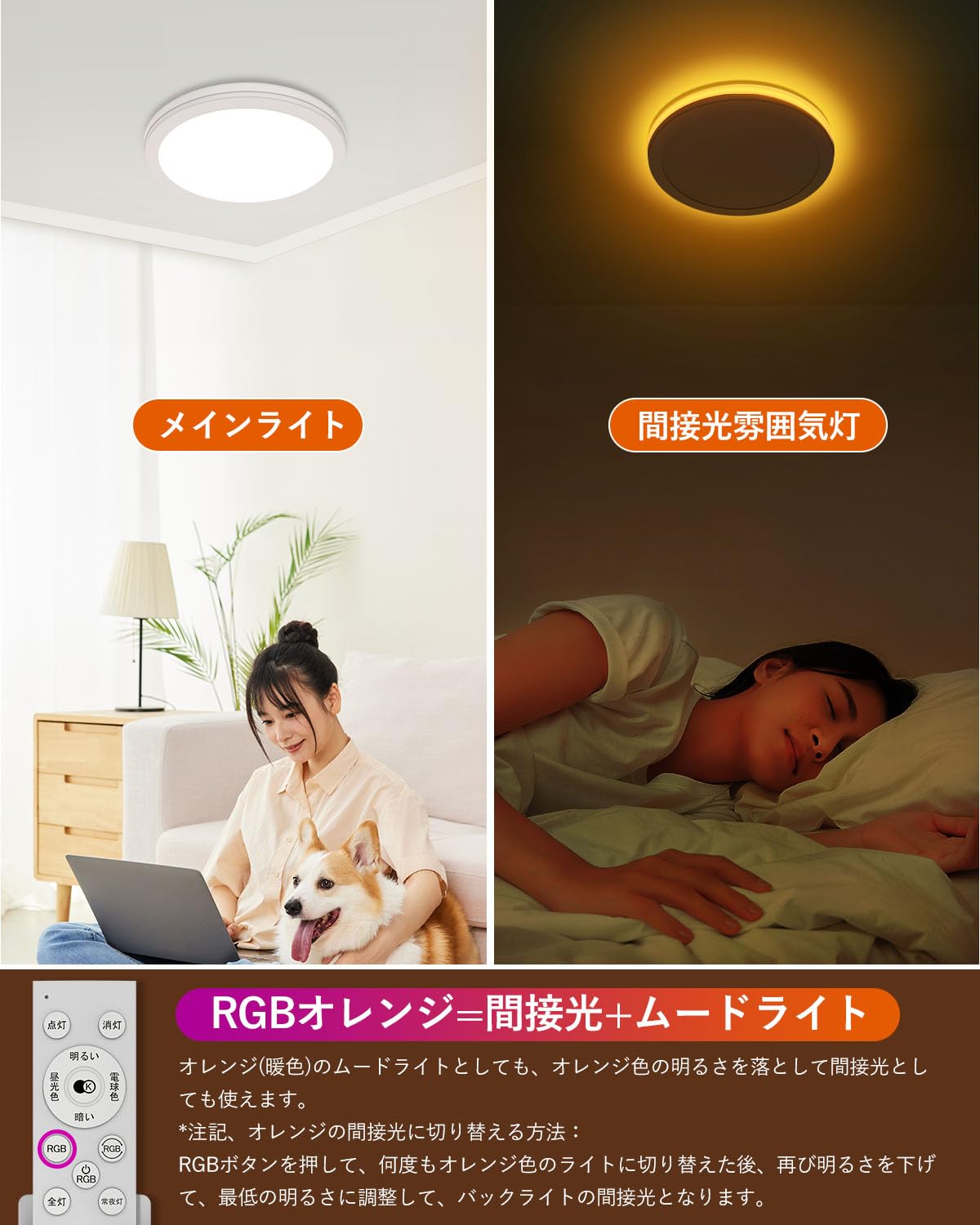 Coizabera LED シーリングライト6 畳 8 畳 10 畳12畳 32W 45Wファッション薄型天井灯調光 & 間接光 RGB カラー雰囲気灯リモコン付きスマートフォン APP 対応電蛍光灯Ceiling Light　6 畳～12 畳　寝室 / 子供部屋 / ゲームルームに適用
